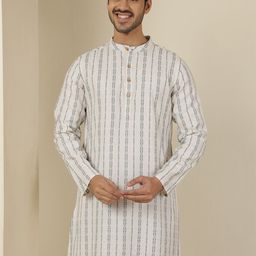 Anouk Rustic Geometric Printed Mandarin Collar Pure Cotton Kurta-image-5