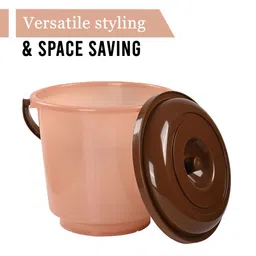 Kuber Industries Peach-Coloured & Brown Lightweight Bucket 1 L image 5