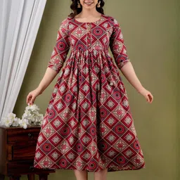FASHION CLOUD Women Burgundy Kurtis-image-76