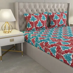 Raymond Home Blue & Red Cotton 120 TC King Bedsheet Set 2.74 m x 2.74 m-image-83