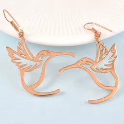 MEMOIR Copper-Plated Contemporary Drop Earrings-4