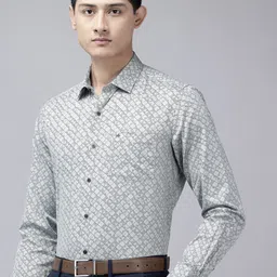 Arrow Manhattan Slim Fit Geometric Printed Pure Cotton Formal Shirt-picture-22