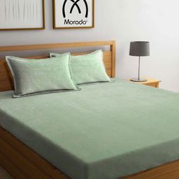 MORADO Sea Green 260 TC Queen Bedsheet with 2 Pillow Covers-image-38