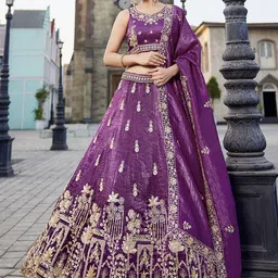 panchhi Embroidered Beads and Stones Semi-Stitched Lehenga & Unstitched Blouse With Dupatta-picture-15