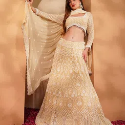 MILU MADAN Embellished Beads and Stones Lehenga And Blouse & Dupatta-image-37