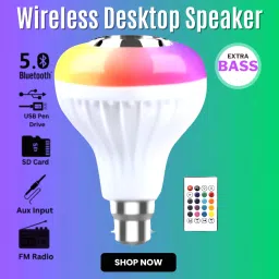 GUGGU Bluetooth Music Bulb Speaker With Remote Control Change Disco light for HomeE443 Smart Bulb-picture-2