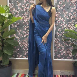HELLA FASHIONS Striped Poly Georgette Saree-image-62