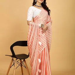 K 5 Fashion Striped Pure Georgette Saree-image-74