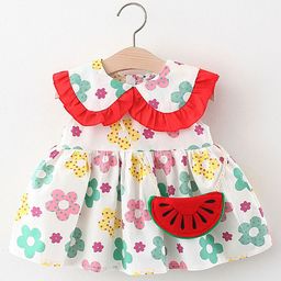 LULU & SKY Girls Floral Printed Peter Pan Collar Sleeveless Fit & Flare Dress-image-61