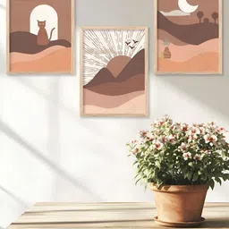 Kotart Brown & Beige 3 Pieces Wooden Abstract Wall Arts-picture-29
