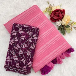 K 5 Fashion Woven Design Embroidered Pure Chiffon Saree-picture-17