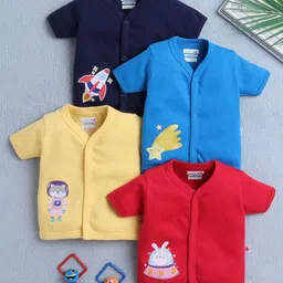 BUMZEE Girls Pack Of 4 Printed Cotton Jhabla Vests-image-69