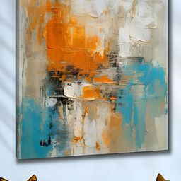 Myntra Elegant Homes Orange & Blue Abstract Art Canvas Wall Art-image-45
