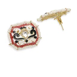 Anouk Gold-Plated Artificial Stones Studded And Beaded Geometric Shaped Studs image 4