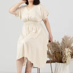The Pink Moon Women Gold Shimmer Smocking Dress-image-76