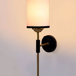 Devansh White & Black Metal Traditional Cylinder Shaped Wall Lamp-image-49