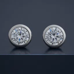 Kushal's Fashion Jewellery 92.5 Sterling Silver Rhodium-Plated Stone Studded Studs-14