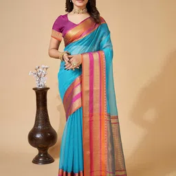 LeeliPeeri Designer Woven Design Zari SareeWith Unstitched Blouse Piece-picture-26
