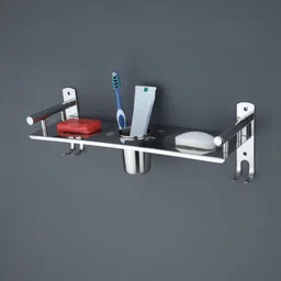 GLOXY Stainless Steel 1 Layer Bathroom Shelf with Soap & Tumbler Holder-picture-6