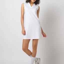 GAP Women Sleeveless Pure Cotton Pique Polo-Neck T-shirt Mini Dress-image-57