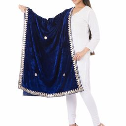 Traditions Bazaar Paisley Embroidered Velvet Dupatta with Gotta Patti-image-52