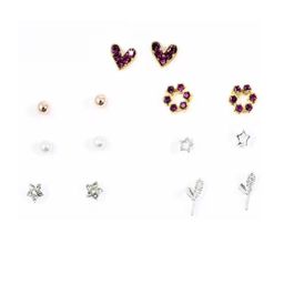 TheVineGirl Earrings For Women CZ Heart Stud Earrings For Women Girls Elegant Earrings Set-image-1