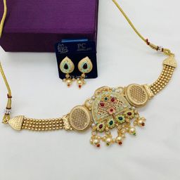 Hitarth Fashion Jewellery 1g Gold-Plated Stones Studded & Beaded Jewellery Set-image-51