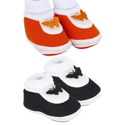 NESKA MODA Kids-Unisex Orange Cotton Booties-picture-23