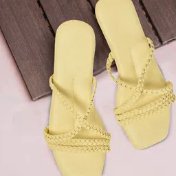 STICY Women Solid Square Toe Open Toe Flats-image-78