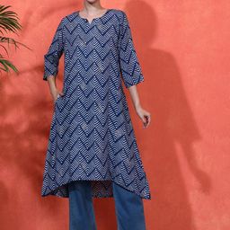 Sangria Printed Round Neck A-Line Kurta-image-58