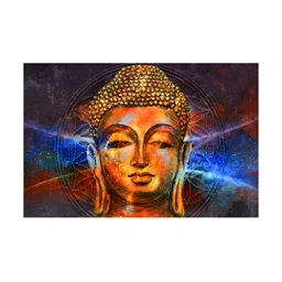 Inephos Brown & Blue Religious Printed Canvas Wall Art-1