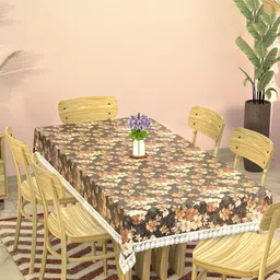 RUBOXA Grey Floral Plastic 6-Seater Table Cover-image-22