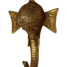 IndianShelf Gold Toned Elephant Textured Brass Wall Hook-9