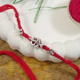 I Jewels Set Of 2 OM Design Thread Rakhi With Roli Chawal image 3