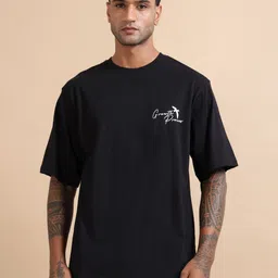 MORSE CODE Typography Printed Drop-Shoulder Sleeves Pure Cotton Oversized T-shirt-87