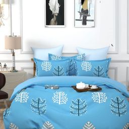 Aura Floral Printed 144 TC King Double Bedsheet with 2 Pillow Covers-image-87