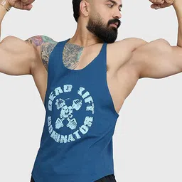 FUAARK Men's Deadlift Stringer Pure Cotton Gym & Workout Stringer Vest Deadlift Stringer T-image-95