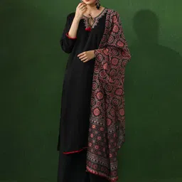 Jaipur Kurti Women Woven Design Embroidered Kurta with Palazzos & Dupatta-picture-12