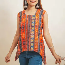 J 6 DESIGNER Geometric Print Cotton Top-picture-7
