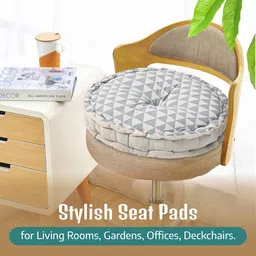 Kuber Industries Set Of 2 Grey & Green Printed Sitting Chair Cushion Pads image 5