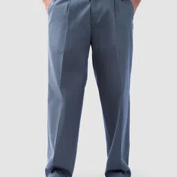 Beyoung Men Relaxed Fit Slub Pleated Cotton Formal Trousers-picture-5