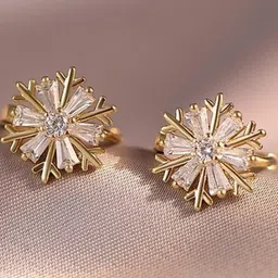 AKISON JEWELS Women Gold-Plated Floral Studs Earrings-image-86