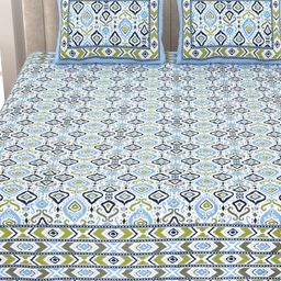 Urban Jaipur Blue & Green Ethnic Motifs Cotton 210TC Double King Bedsheet Set-2.74mx2.28m-image-99