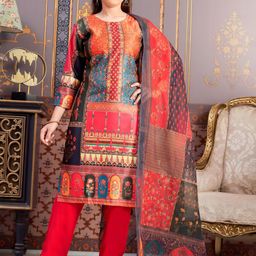 Sangria Girls Ethnic Morifs Printed Satin Straight Kurta With Trouser And Dupatta-18