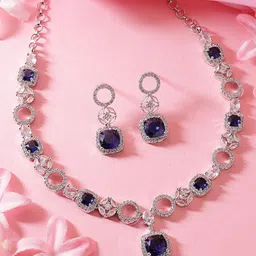 ADIVA Silver-Plated American Diamond Studded Jewellery Set-18
