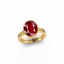 GenZcomplex Gold-Plated Ruby Manik Gemstones Studded Finger Ring-30