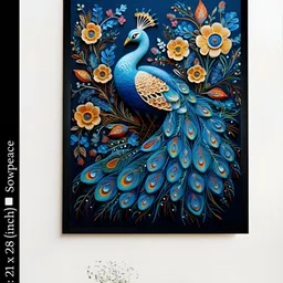 SOWPEACE Blue & Black 1 Piece Canvas Birds and Animals Wall Photographs-image-8