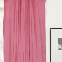 Saral Home Pink Set of 2 Striped Room Darkening Window Curtain-image-10