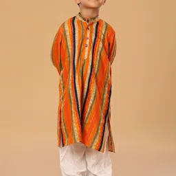 The Mini Trunk Boys Striped Band Collar Straight Kurta With Trousers-42