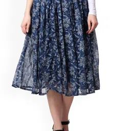 MINOS Printed Flared Midi Skirt-image-67